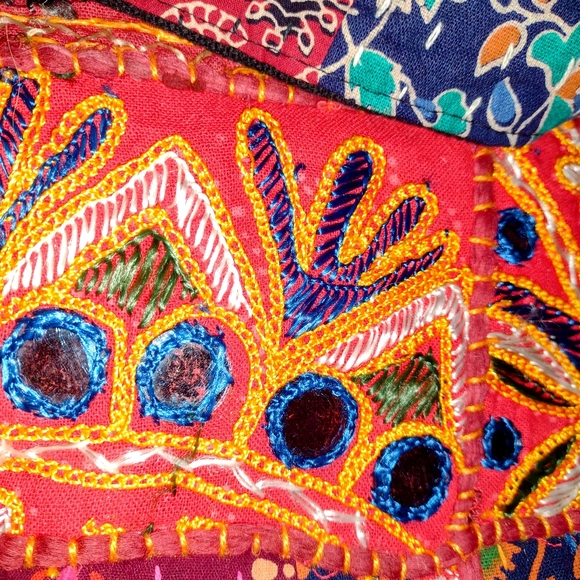 Made in India bag bohemian style patchwork open cargo design zip closure - Picture 3 of 8